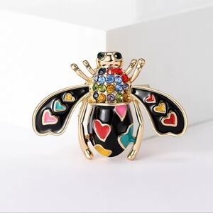 Multicolor Heart Bug Brooch
